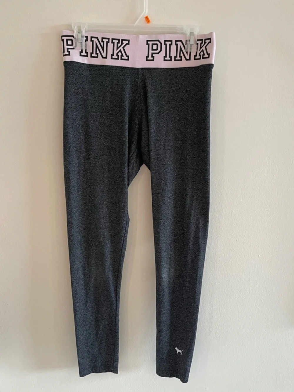 Victoria's Secret Pink Flat Waist Logo Band Yoga Legging Dark Gray Size M
